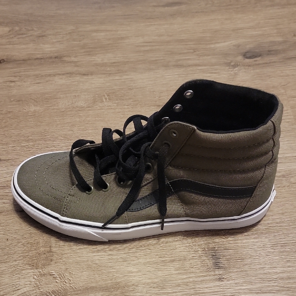 Vans Men's Olive and Black High-Top Sneakers
